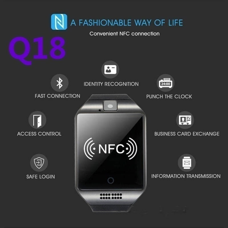 drag Bangladesh Dokument NFC Bluetooth Smart Watch Q18 With Camera facebook Sync SMS MP3 Smartwatch  Support Sim TF For IOS Android - Walmart.com