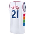 thumbnail image 3 of Youth Fanatics Joel Embiid White Philadelphia 76ers 2024/25 Fast Break Player Jersey - City Edition, 3 of 3