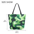 thumbnail image 5 of FORMRS Womens Canvas Tote Bag with Zipper Inner Pocket Shoulder Handbag, Green Camouflage Pattern, 5 of 7