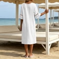 thumbnail image 7 of ClodeEU Women's V Neck Cutout Flare Short Sleeve Midi Dress ,Elegant Casual Loose Summer Dress White,Women's Plus M, 7 of 7