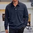thumbnail image 2 of Mens Polo Shirts Corduroy Button Down Pocket Long Sleeve Casual With Contrast Design Business Casual Men'S Clothing, 2 of 4