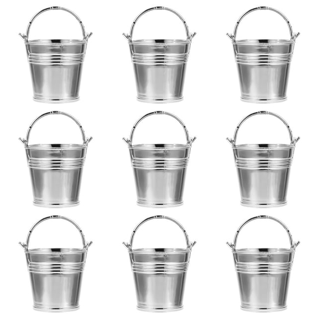HLONK 10Pcs Mini Snack Bucket Party Candy Storage Barrel Biscuit Packing Bucket Silver