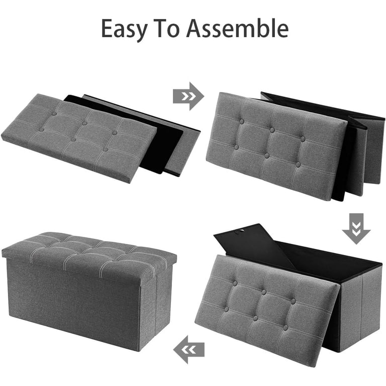 Cshidworld 30" Linen Storage Ottoman Bench in Gray photo 5
