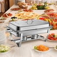 thumbnail image 4 of Doulami Chafing Dish Chafer 11 QT Stainless Steel Food Warmer Foldable Stove Dish Set Rectangular Chafing Dish Full Buffet Catering with Tong and Spoon, 4 of 12