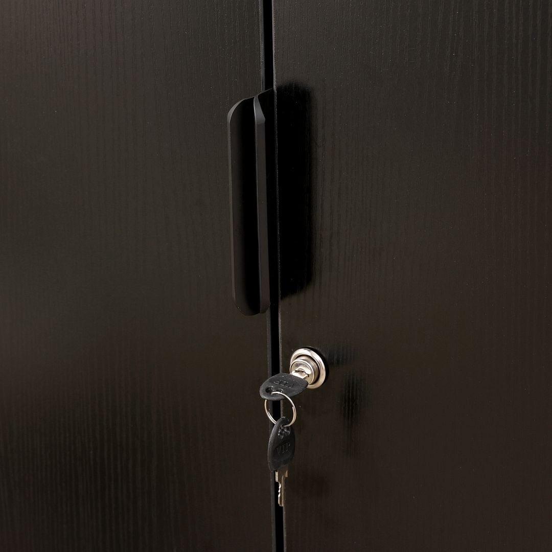 MMT Storage Cabinet Locking 2 Door Wooden Cupboard for Office Pantry Utility Kitchen Garage 19.7" W