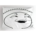 thumbnail image 1 of Humor Pillow Sham Cute Lol Guy Happy Boy Meme Face Internet Emojis Community Labels Illustration, Decorative Standard Size Printed Pillowcase, 26 X 20 Inches, Black and White, by Ambesonne, 1 of 2