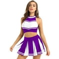 thumbnail image 2 of TiaoBug Women Adults Cheerleading Uniform Sleeveless Crop Top Pleated Skirt Outfit S-XXL, 2 of 7