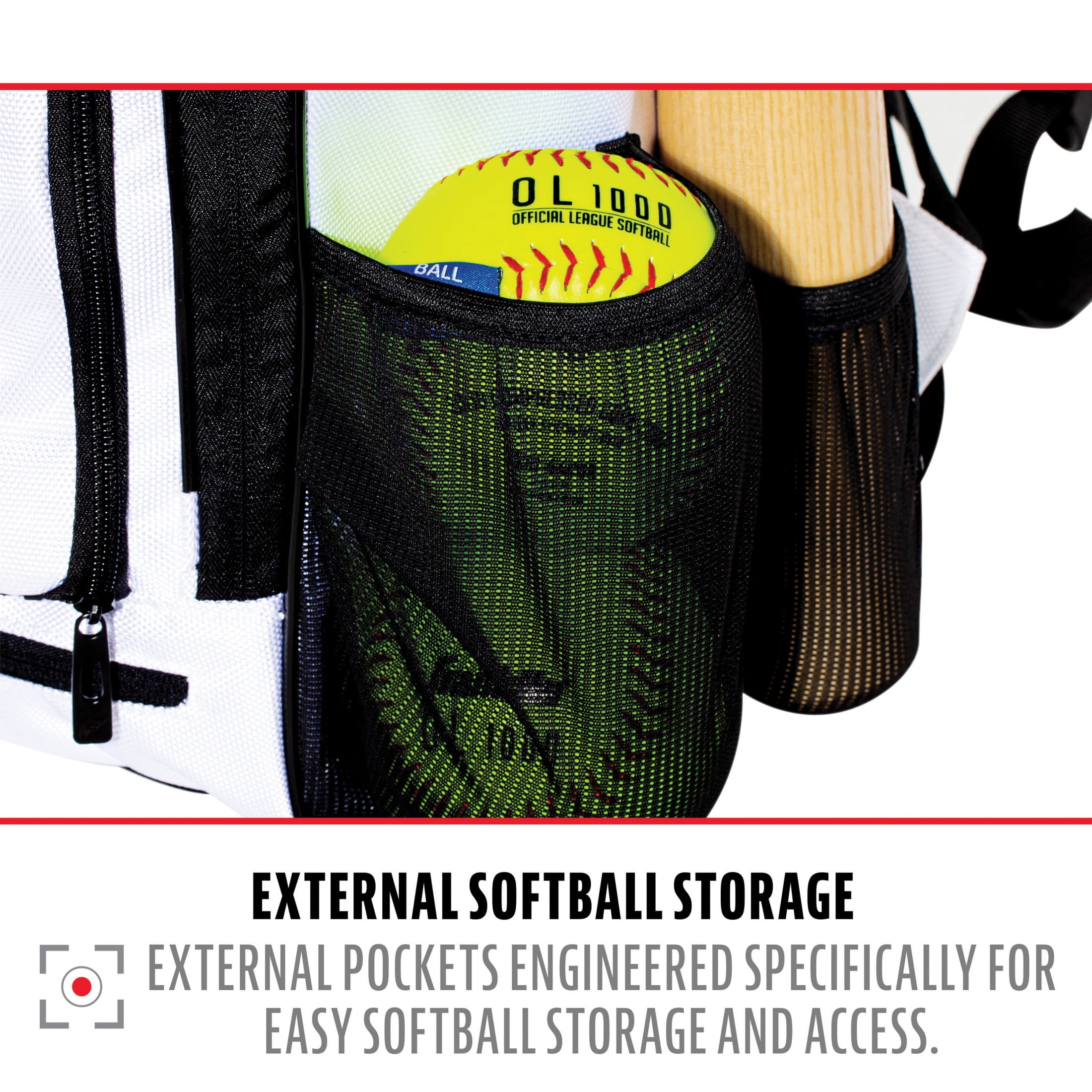 Franklin Sports USA Traveler Elite Fastpitch Softball Bat Backpack, White