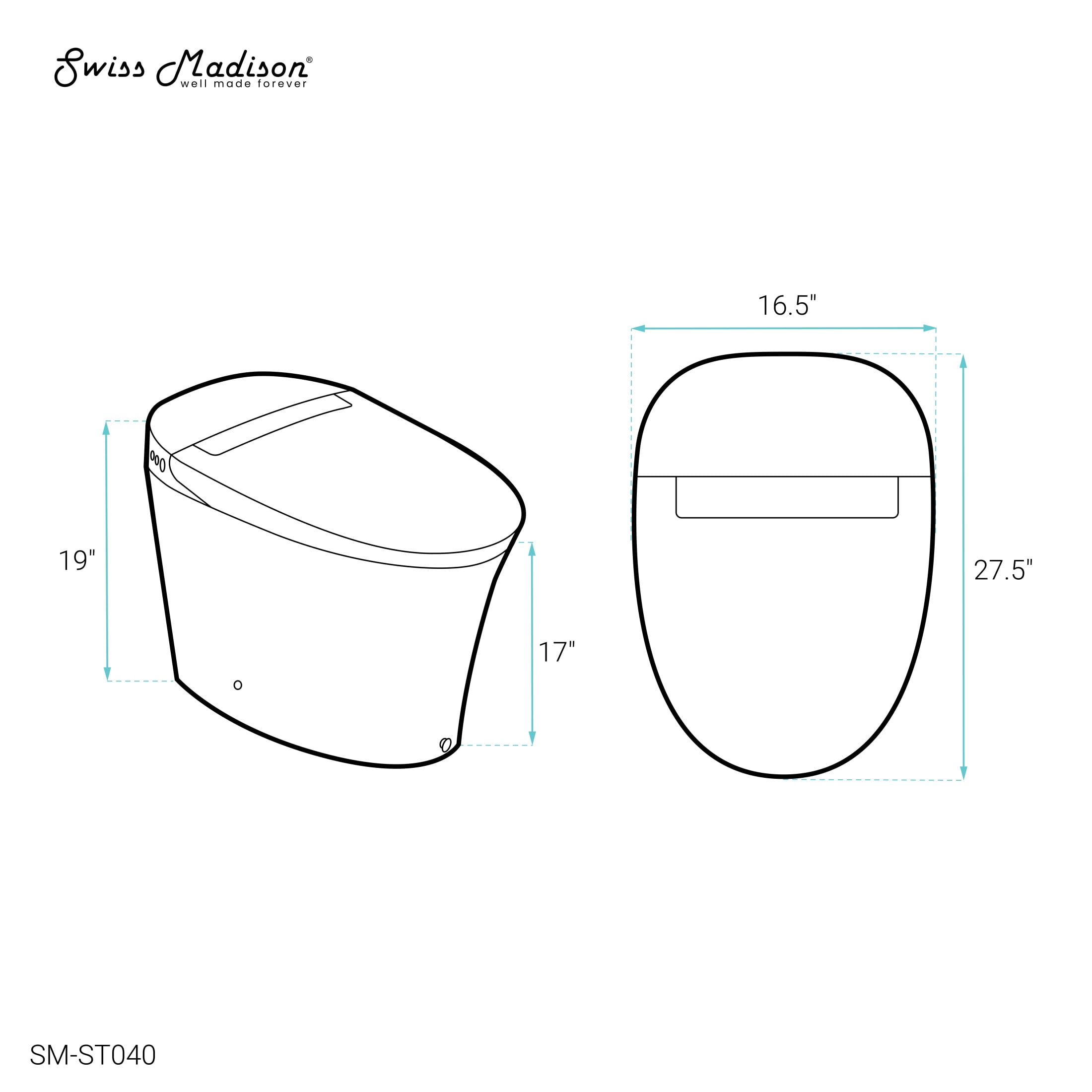 Viro Smart Tankless Elongated Toilet, Touchless Vortex™ Dual-Flush 1.1/1.6 gpf