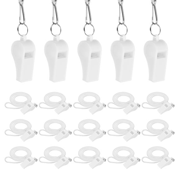 Uxcell Plastic Whistles with Lanyard, Training Sports Gather Whistles Loud Crisp Sound Colorful Bulk Whistle 20 Pcs & White -Fitting for (Coaches/Referee/Outsides/Team Events)