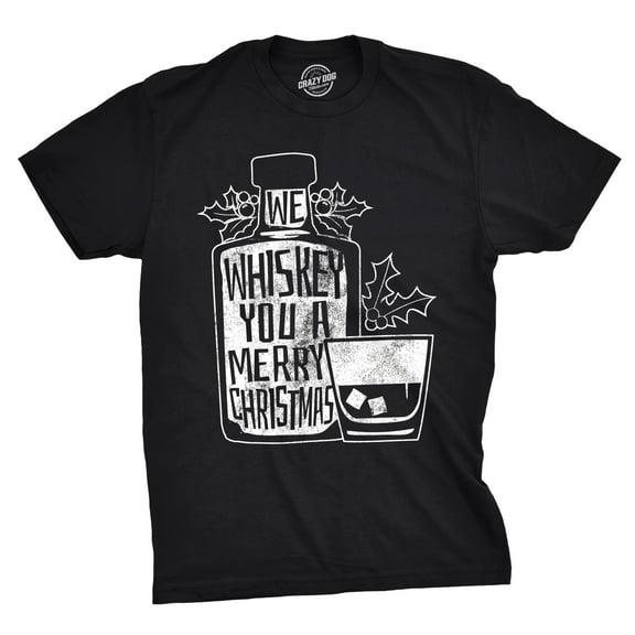 Mens We Whiskey You A Merry Christmas T Shirt Drink Lover Whisky T Shirt Graphic Tees