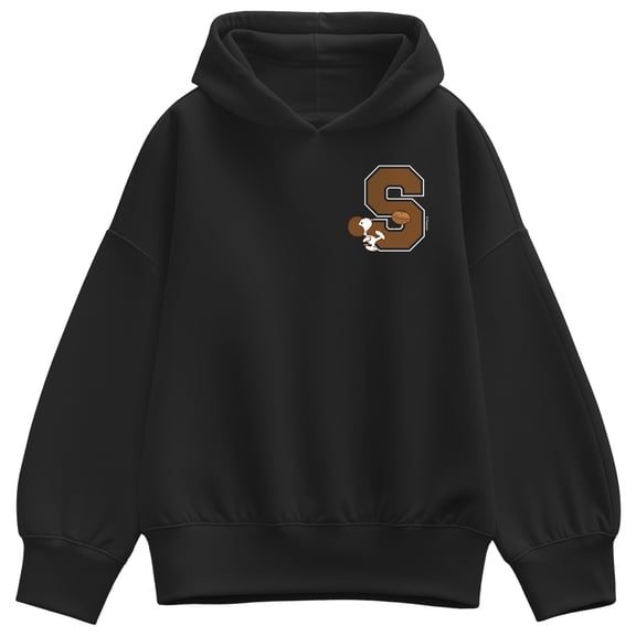Peanuts - Snoopy School Football - Women's Oversized Fleece Hoodie Sweatshirt