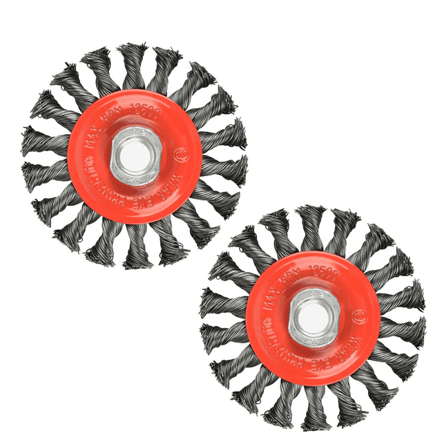 2 Pack Steel Wire Wheel Brush,Knotted Wire Brush 4 inch for Cleaning