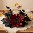 thumbnail image 5 of Fmbmuo Candle Ring Wreath 12 Inch Artificial Sunflower Chrysanthemum Fall Table Centerpiece For Halloween Thanksgiving Home Decor,Red, 5 of 5
