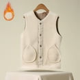 thumbnail image 2 of Htigea Women's Fleece Vest Winter Warm V Neck Sleeveless Outerwear Lightweight Casual Waistcoat with Pocket Beige XXXL, 2 of 6