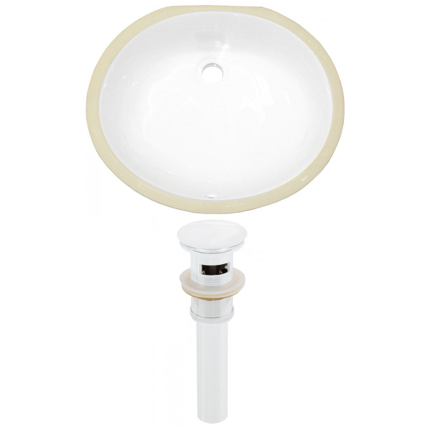 19.5-in. W CUPC Oval Bathroom Undermount Sink Set In White - White Hardware - Overflow Drain Incl. AI-24841