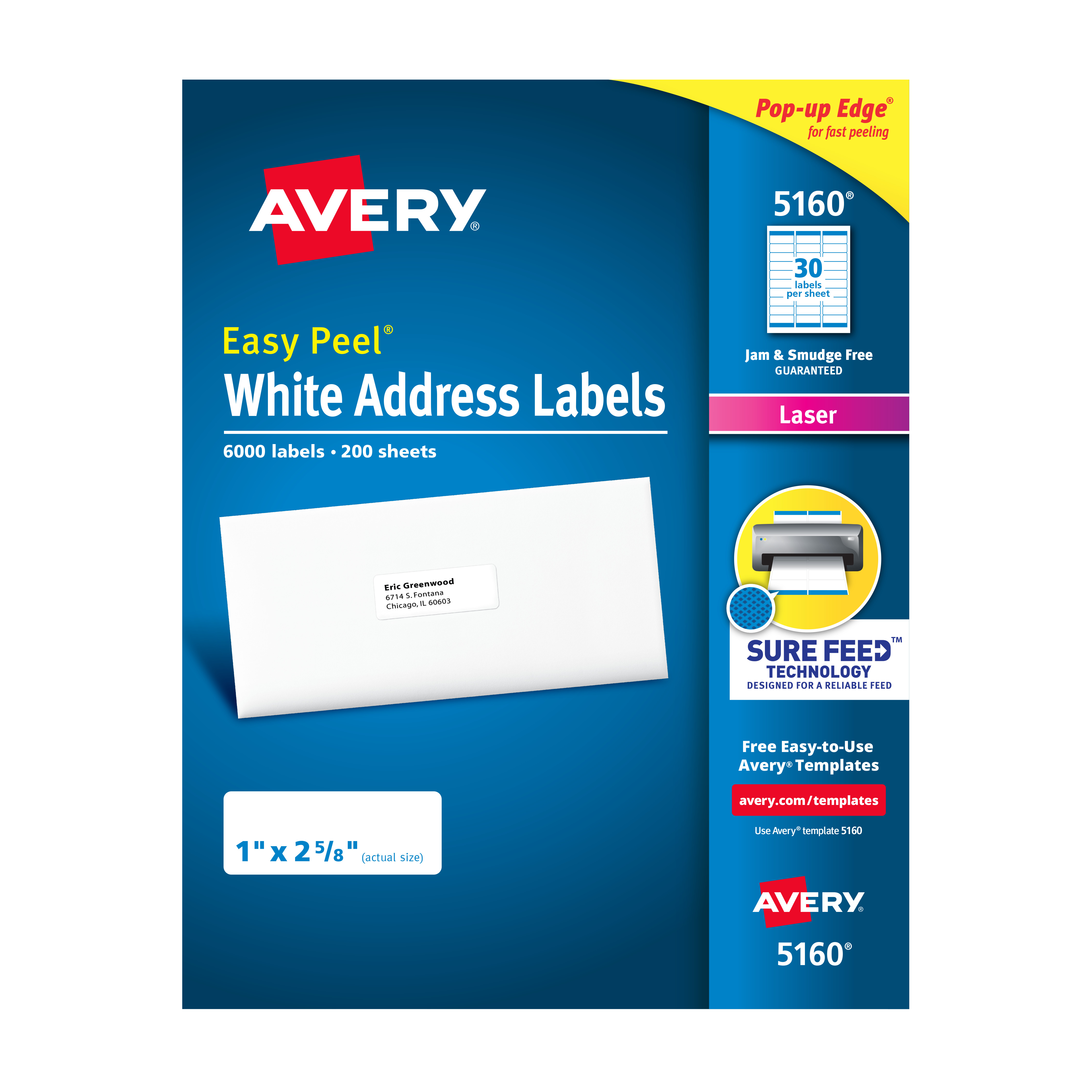 Avery Easy Peel Address Labels 1 X 2 5 8 6 000 Labels 85560 