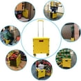 thumbnail image 4 of Foldable Utility Cart Folding Portable Rolling Crate Handcart Shopping Trolley Wheel Box with Lid Wear-Resistant Noiseless 360°Rotate Wheel for Travel Shopping Moving Storage Office Use (Yellow), 4 of 17