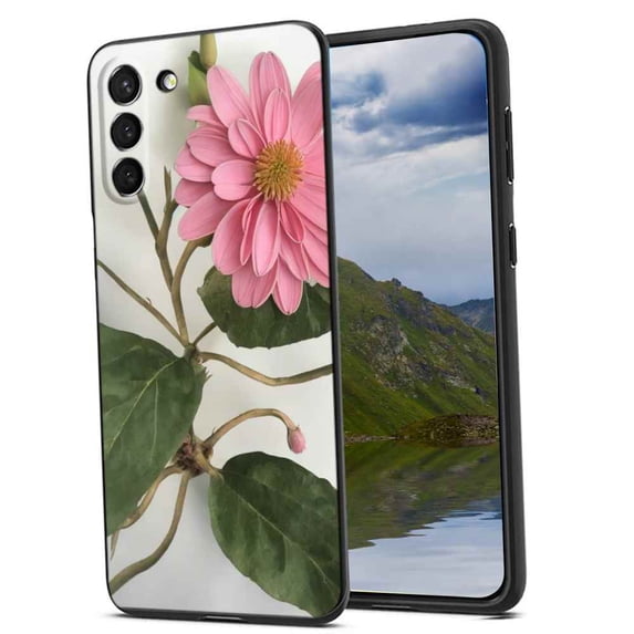 Compatible with Samsung Galaxy S23 Phone Case, Pink-Flower Case Men Women, Flexible Silicone Shockproof Case for Samsung Galaxy S23