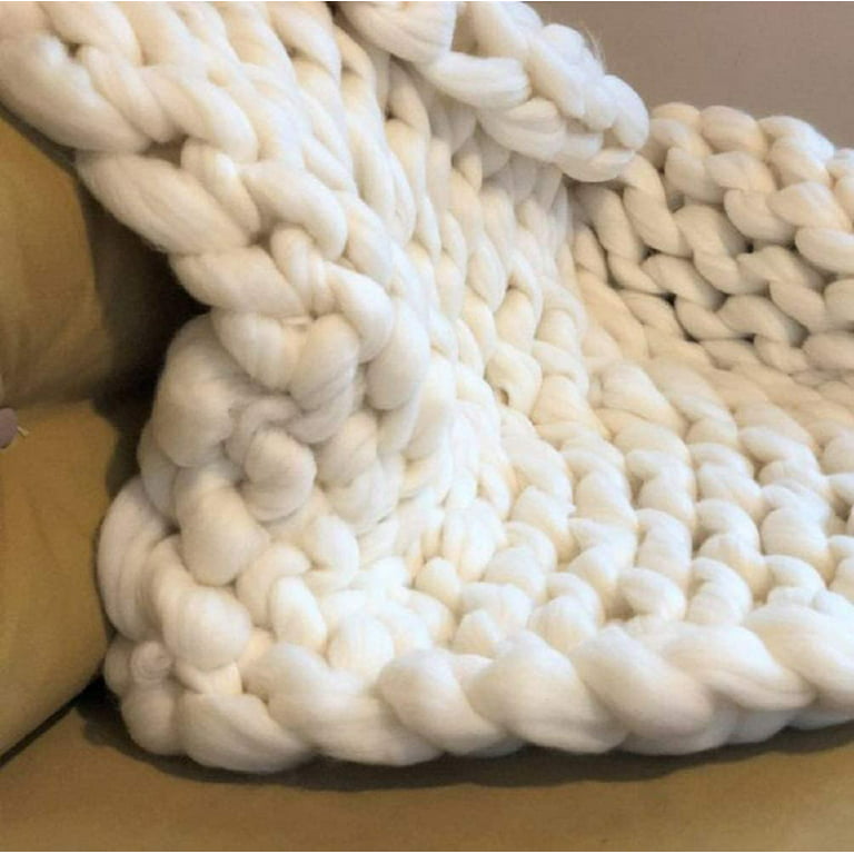 Watnature Chunky Knit Blanket Light Gray Merino Wool Yarn Luxury Throw  Knitted Blanket, Handmade Bed Sofa Chair Mat for Home Decor FYM_QH120x150 -  The Home Depot