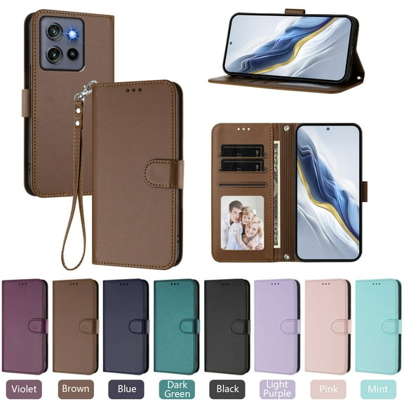 ELEHOLD For Motorola Moto G Stylus 5G (2025) Flip PU Leather Wallet Case with Credit Card Slot RFID Protection Kickstand Shockproof Magnetic Closure Protective Cover With Lanyard ,Brown