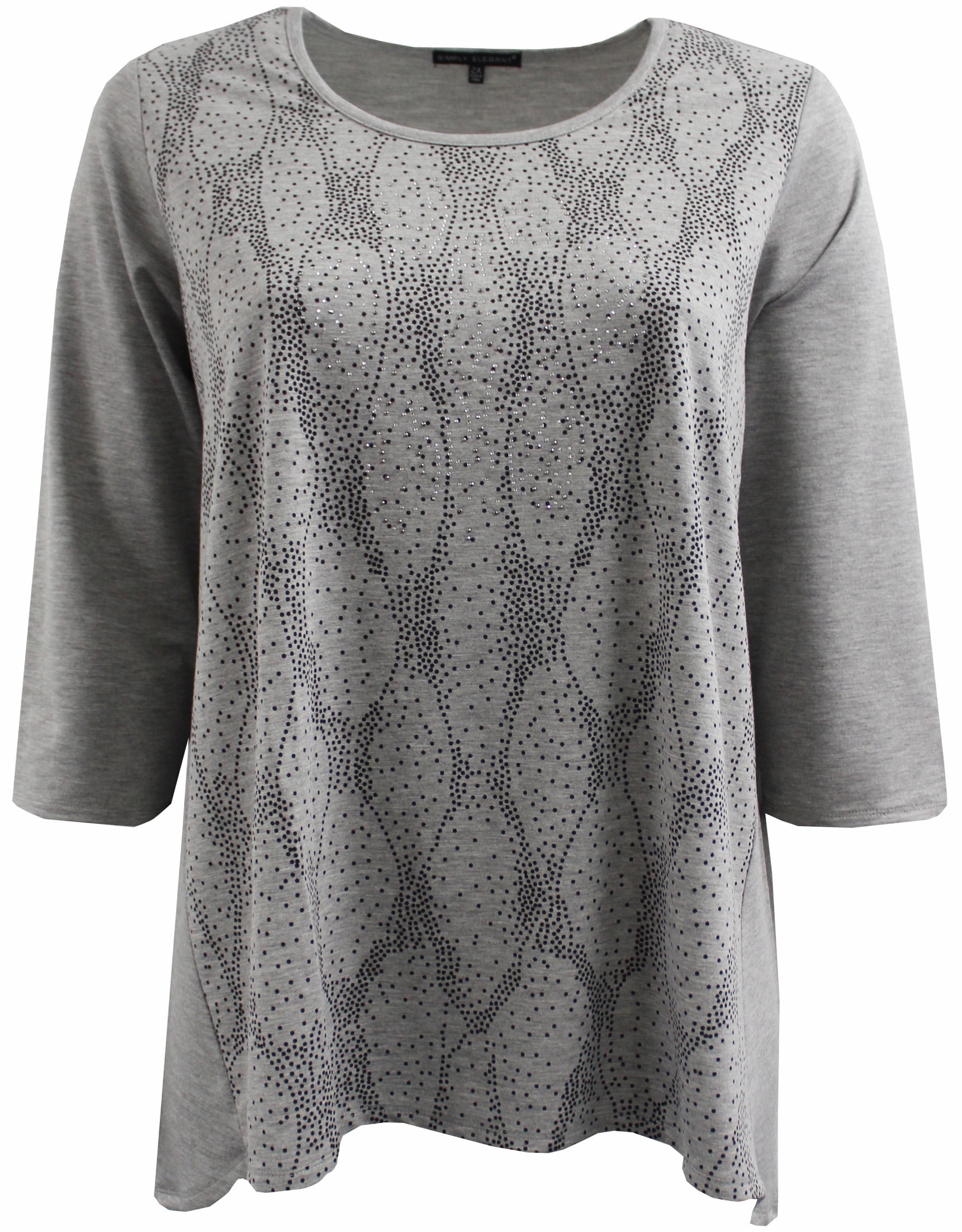 Womens Plus Size Rhinestones Dot Casual Knit Sweater Blouse Tee Shirt