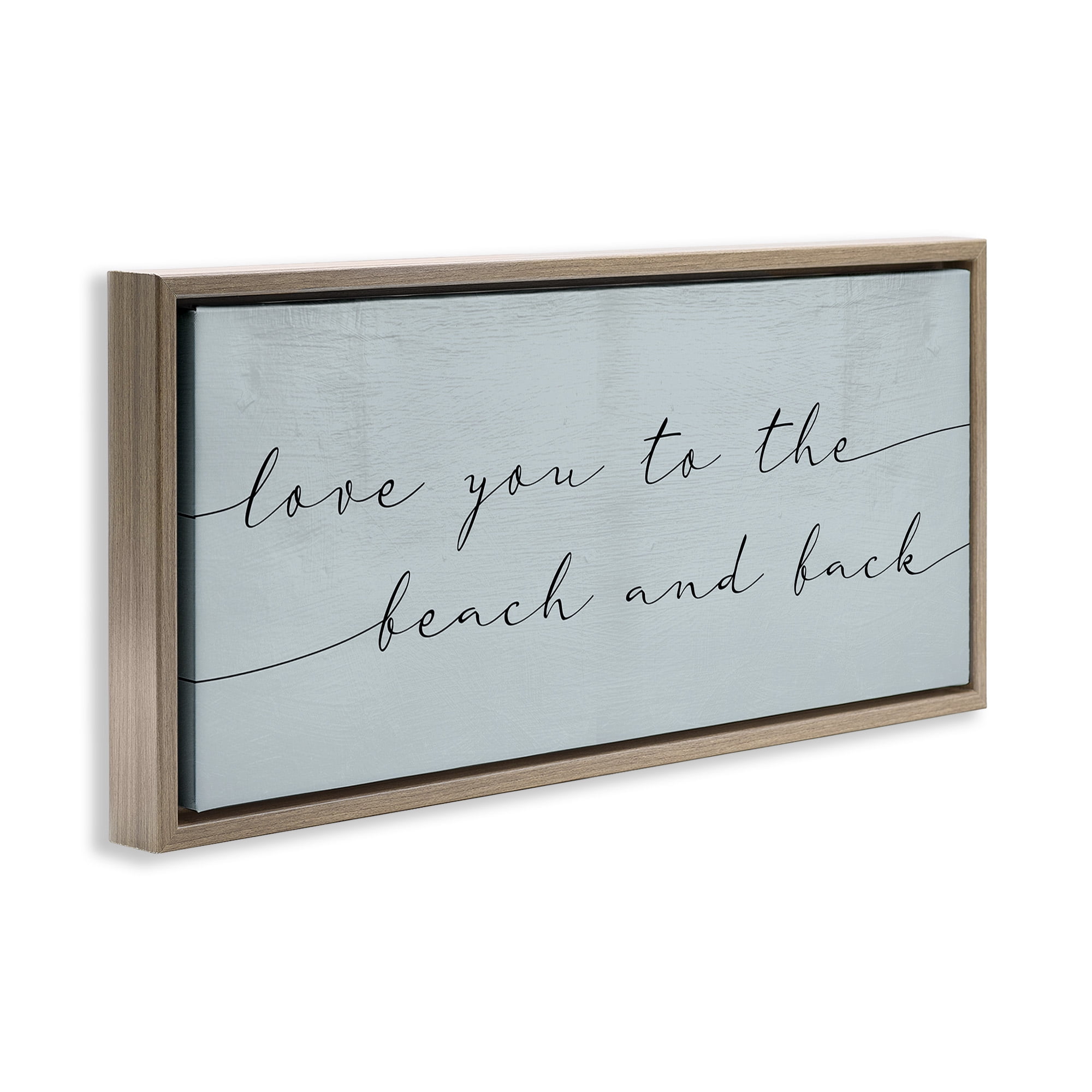 Stupell Industries Love You Beach & Back Typography Painting Brown Floater Framed Canvas Art Print Wall Art, 31 x 14
