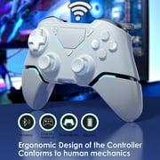 Wireles Game Controller for P4/Pro/PC/Slim, Bluetooth Gamepad Remote Joystick with LED Light Turbo/Dual Vibration/6-Axis Motion Sensor, White