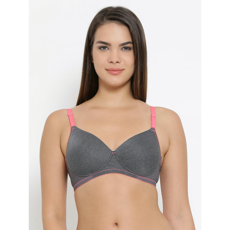 Clovia Padded Non-Wired Printed T-shirt Bra with Detachable Straps