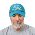 thumbnail image 5 of DALIX Worlds Best Grandpa Dad Hat Grandfather Gift Cotton Cap in Teal, 5 of 6