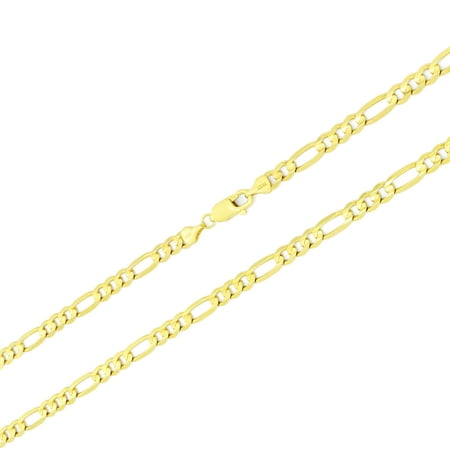 14k Yellow Gold Pendant Chain - 14k Yellow Gold 5.5mm Hollow Link Figaro Chain Pendant Necklace, 18