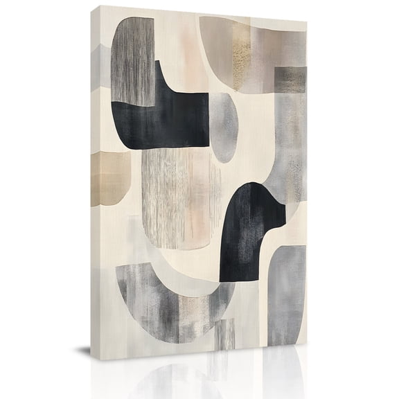 Canvas Wall Art, Modern Grey Beige Framed Canvas Prints for Bedroom Dining Room, Abstract Geometric Textured Large Gallery Wrapped Wall Decor for Home Office, Gifts, 20"x24" Ship Next Day