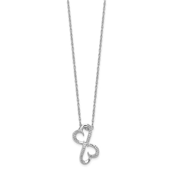 Real 14kt White Gold Diamond Heart 18 inch Necklace; 18 inch; Lobster Clasp; for Adults and Teens; for Women and Men