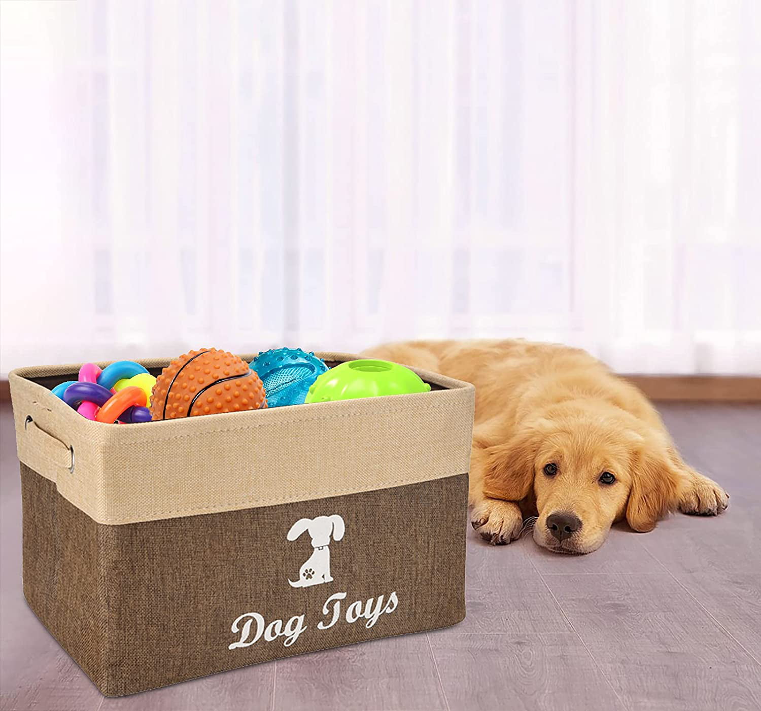 Vest and Dog Chew Toys Basket Chest Organizer with Handles for Organizing Pet Cat Toys Pet Toy and Accessory Storage Bin Blankets blue-16x12x8 in 