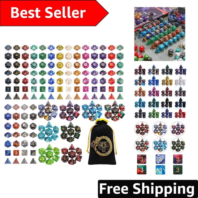 Quality DND Dice Sets - 182 Piece Polyhedral Collection for Fantasy RPGs
