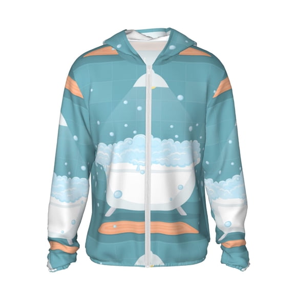 Balery Bathtub with Soap Bubbles Sudadera ligera de manga larga con capucha y protección solar UPF 50+ para hombre y mujer, ideal para pesca y running-XX-Large