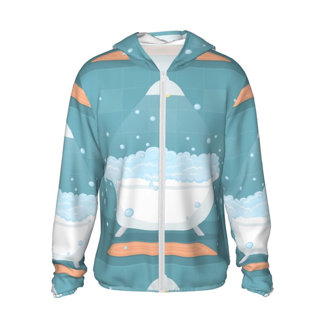 Balery Bathtub with Soap Bubbles Sudadera ligera de manga larga con capucha y protección solar UPF 50+ para hombre y mujer, ideal para pesca y running-XX-Large