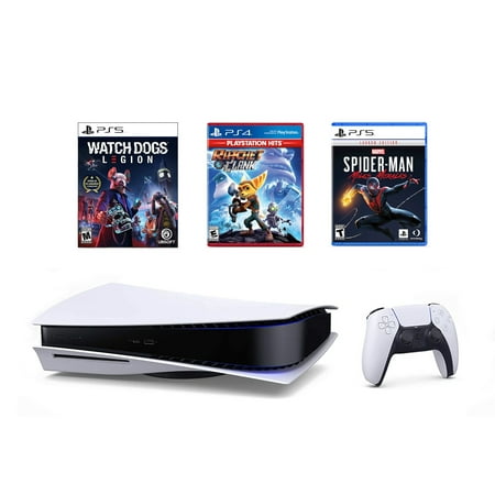 Sony PlayStation 5 Must-Play Games Bundle: Disc Version Console with Wireless Controller with Marvel's Spider-Man: Miles Morales, Ratchet and Clank & Watch Dogs Legion