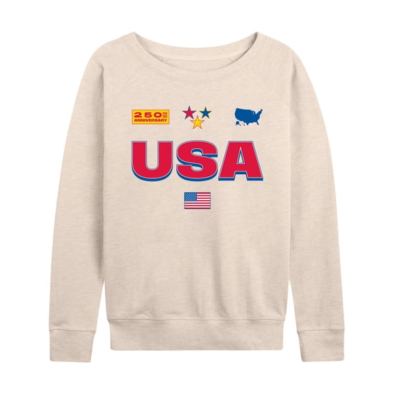 Instant Message - USA 250 Jersey Lightweight French Terry Wide Neck Long Sleeve Graphic Shirt
