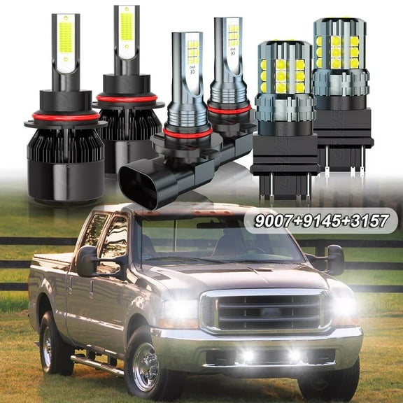 For Ford F250 F350 Super Duty 2001-2004 LED Headlight   Turn Signal Lamp   Fog Light Bulbs Kit 6000K White 6x