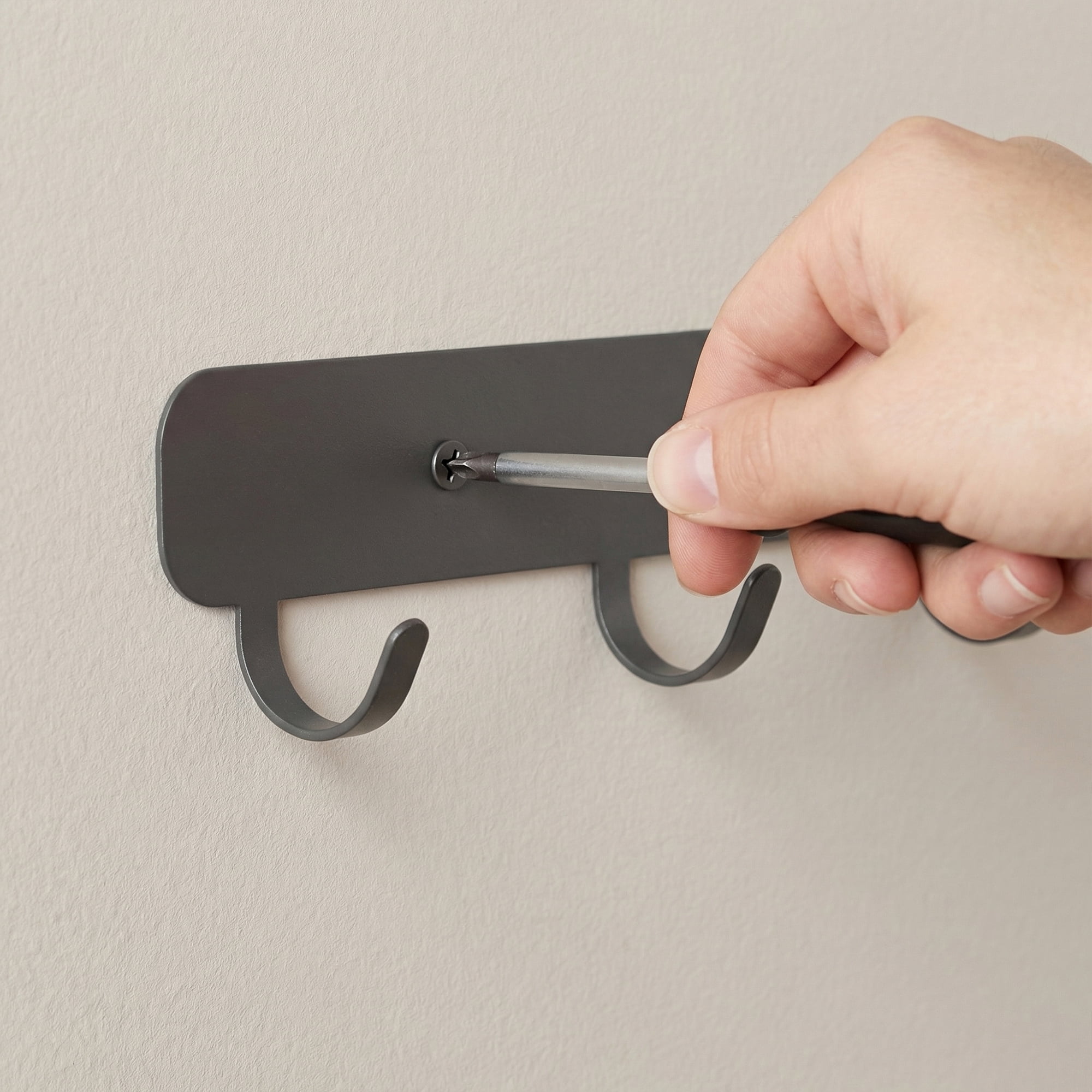 Unique Bargains Coat Rack Wall Mount Metal 4 Hooks Hat Rack for Entryway Bathroom Gray