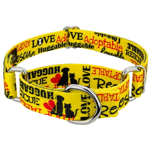 Country Brook Petz® Yellow Loveable Rescue Martingale Dog Collar, Medium