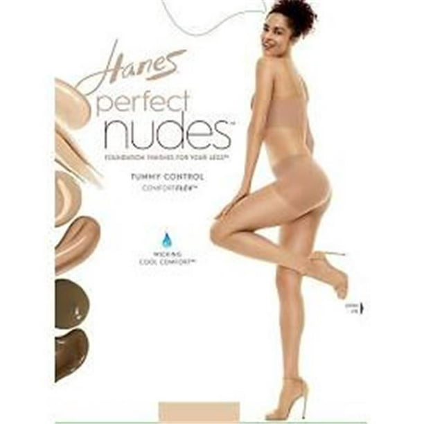 Perfect Nudes Run Resistant Tummy Control Girl Short Hosiery,  Transparent & Nude - Large 