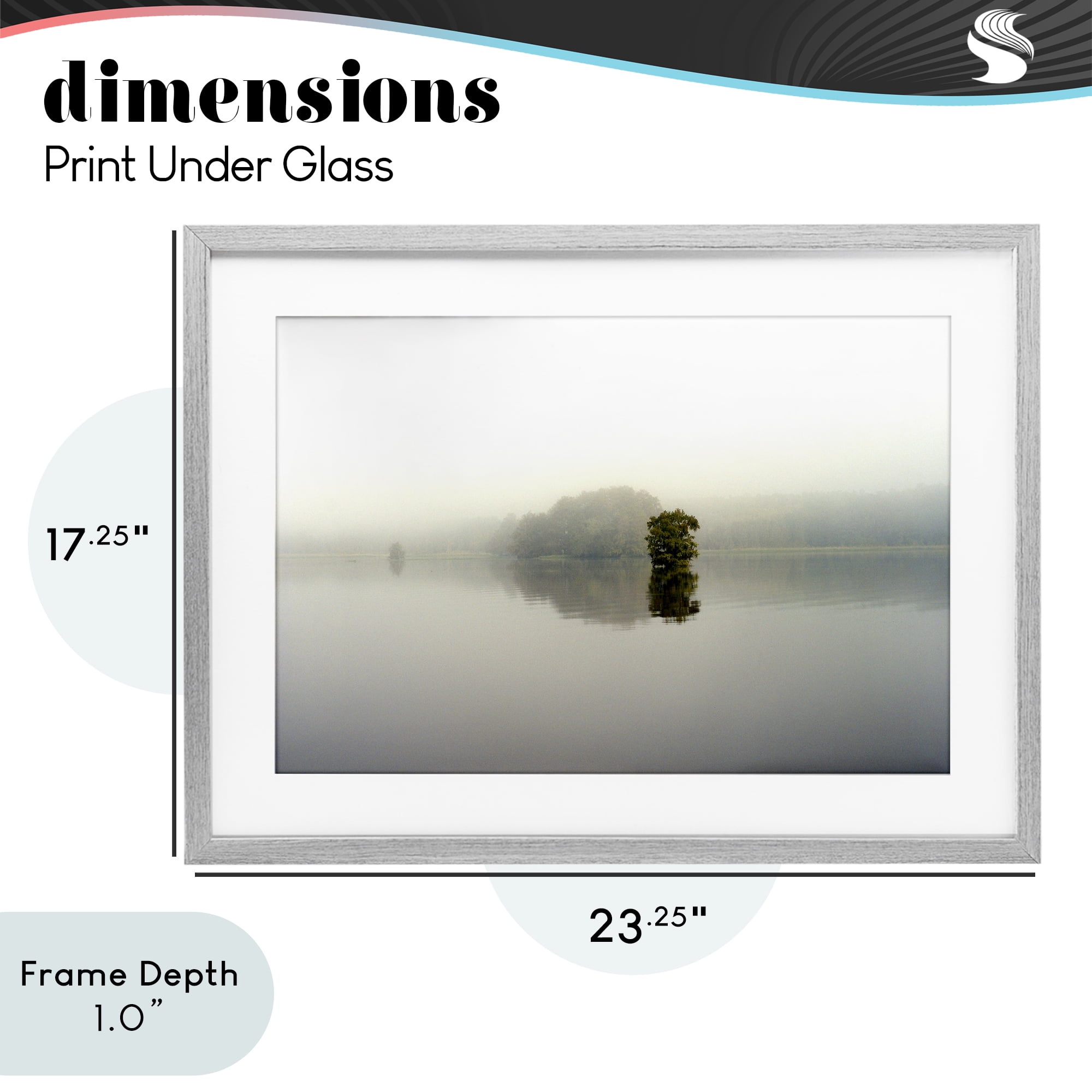 Stupell Industries Misty Lake Reflection Gray Framed Print Under Glass, design by Gail Peck