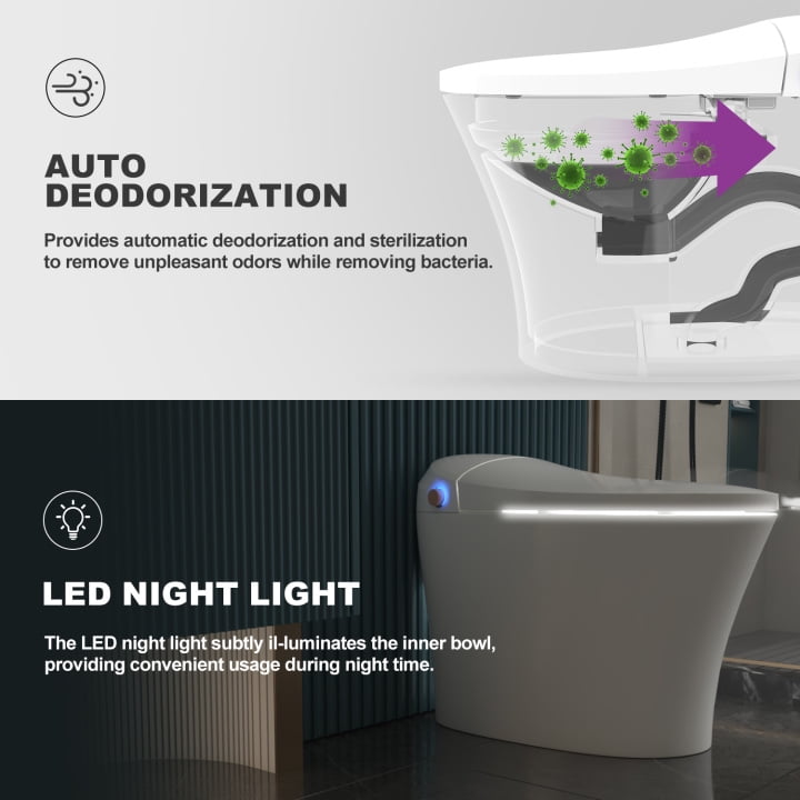 HOROW Smart Toilet W/Auto-Flush Heated Seat Dryer Night Light Remote Control