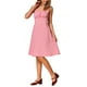 thumbnail image 4 of Vestido sin mangas de cuadros Gingham para mujer Inspire Chic, vestido midi fluido con fruncidos y diseño vintage en rojo, talla XS, 4 of 6