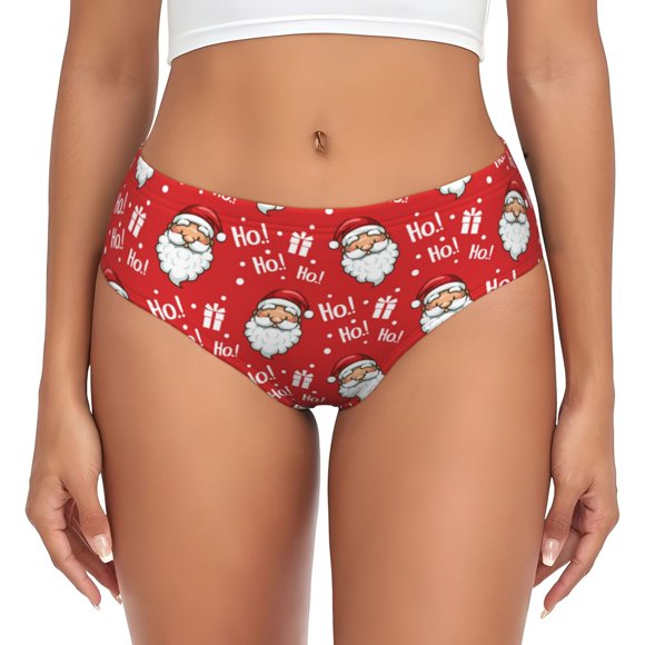 Saiise Merry Christmas Santa Claus A Print Women's High-Waisted Brief Panties, Moisture-Wicking Cotton Underwear for Comfort and Breathability-X-Large