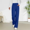 thumbnail image 2 of Womens Casual Work Dress Pants Wide Leg Yoga Pants Lounge Slacks Trousers High Waist Comfy Loose Trousers with Pockets Blue, 2 of 8
