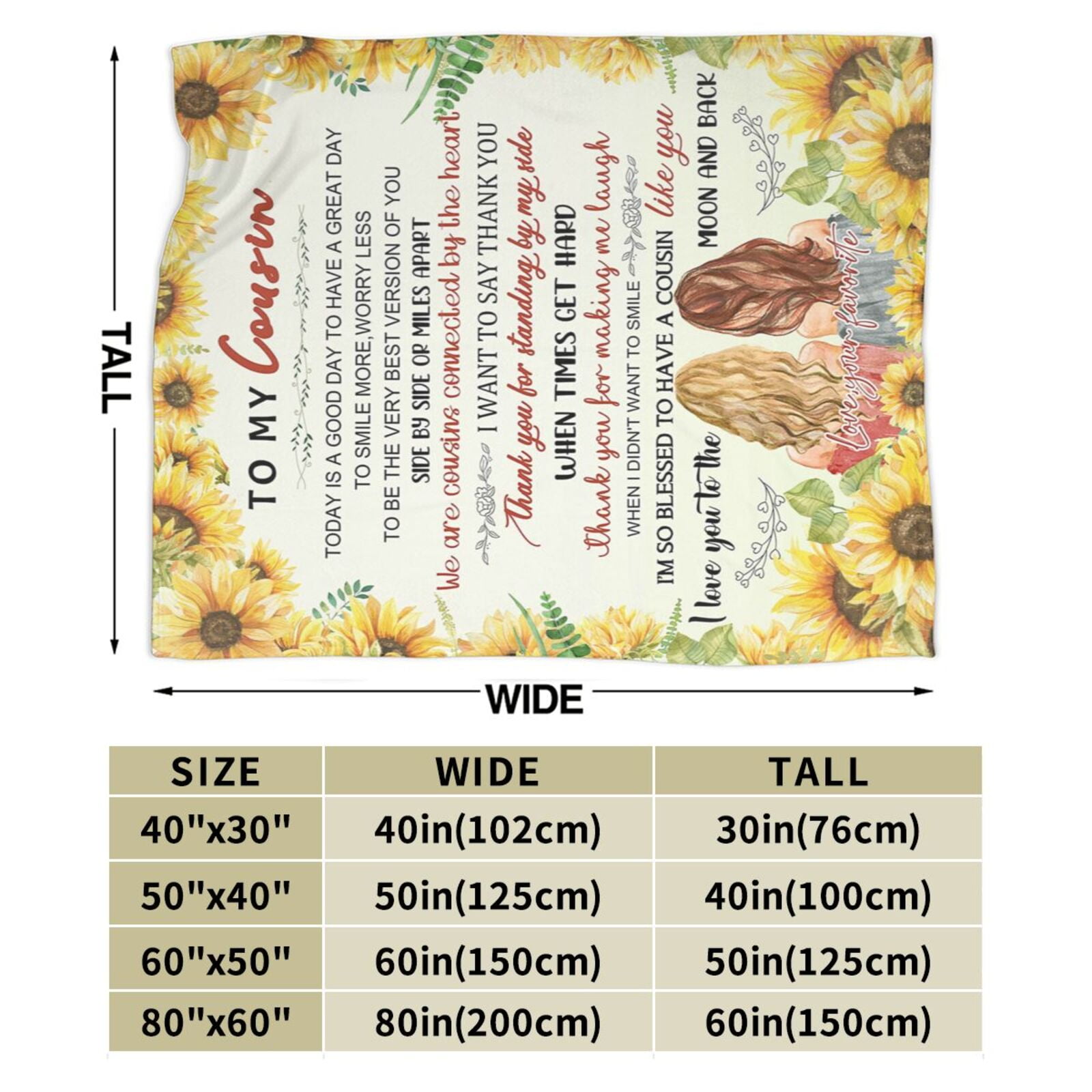 Wijzvio Cousin Gifts For Women Throw Blanket Soft Fuzzy Fleece Blanket For Couch Bed Living Room Decoration 50"X40"