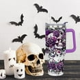 thumbnail image 4 of 40oz Skull Goth Tumbler with Handle Halloween Gothic Gifts for Women Gothic Tumbler with Lid and Straw Horror Skeleton Stainless Steel Insulated Travel Coffee Cups, 4 of 6